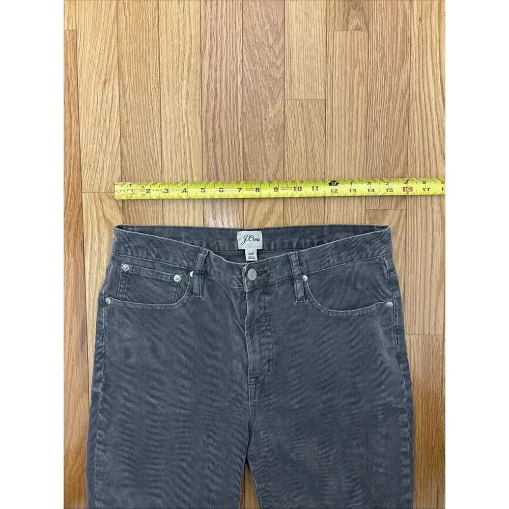 J.Crew Gray‎ Vintage Slim Straight Stretch Velvet Pants - Women's Size 30 Petite